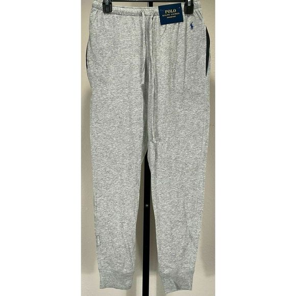 Polo Ralph Lauren P354 Men Sz L Heather Gray 100% Cotton Jogger Lounge Pants $50 - Picture 1 of 4